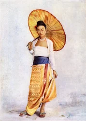 Egy burmai hölgy, 1900 körül (színes litho egy albumin nyomat után)